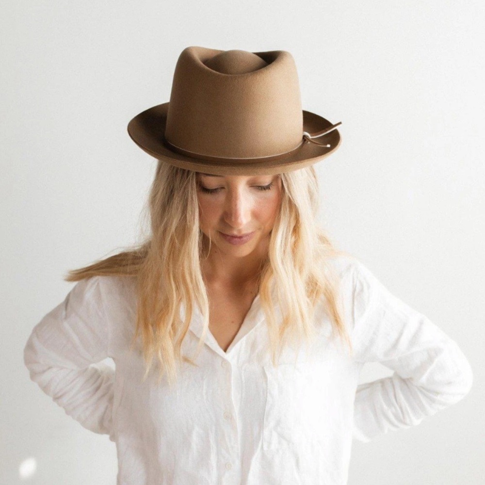GiGi Pip Ruth Trilby Wool Felt Brown Hat M/L 👒